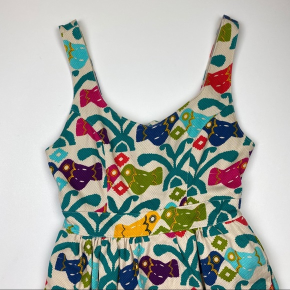 Judith March Aztec Bird Print Dress Multicolored M - Picture 3 of 11